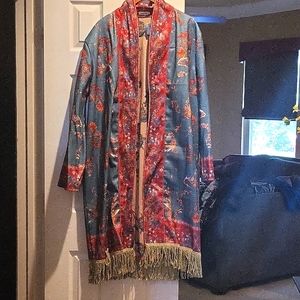 Exquisite brocade coat. As beautiful inside as out. Rust, emerald, tan.